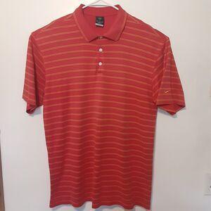 Nike Golf Dri Fit Polo Shirt Adult Mens XL Red Striped Short Sleeve